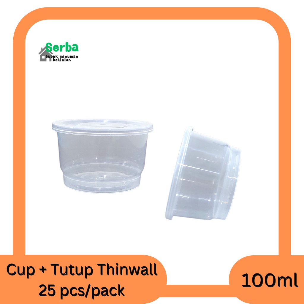 Cup + Tutup Thinwall 100ml isi 25pcs / Cup Puding / Cup Sambel