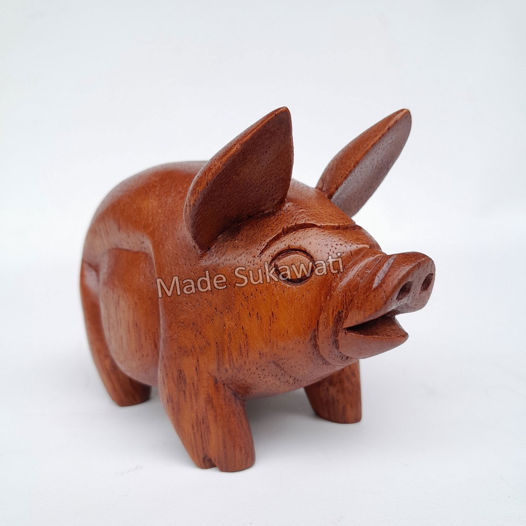 Kerajinan patung kayu mini 10cm Anjing kelinci gajah Babi handmade