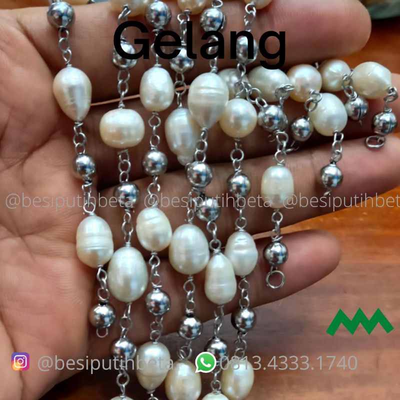 Gelang besi putih mutiara asli/ gelang besi putih ambon