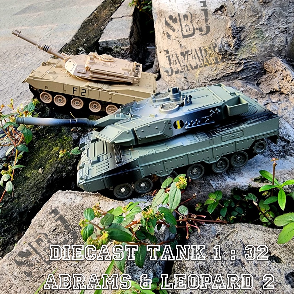 DIECAST MINIATUR TANK SKALA 1:32 M1A2 ABRAMS LEOPARD 2 METAL ALLOY M1 ABRAMS BATTLE TANK