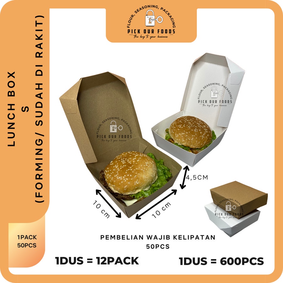 Papper Lunch Box | Packing Burger | Papper Lunch Box Putih  S | M | L