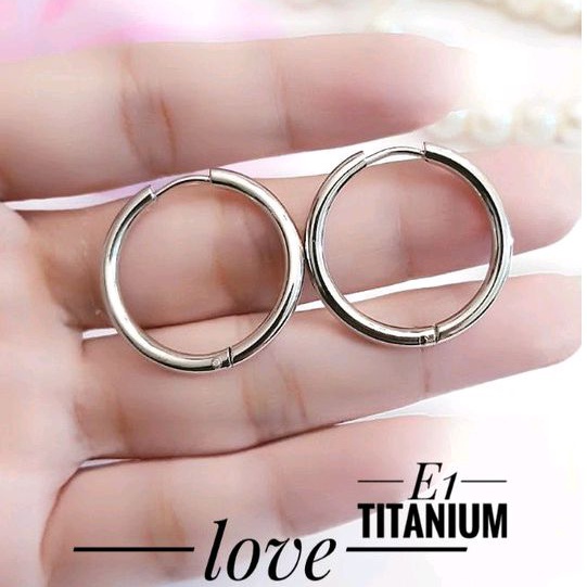 Anting Titanium Gifsi Hoop Silver Awet Anti Karat 1003a1