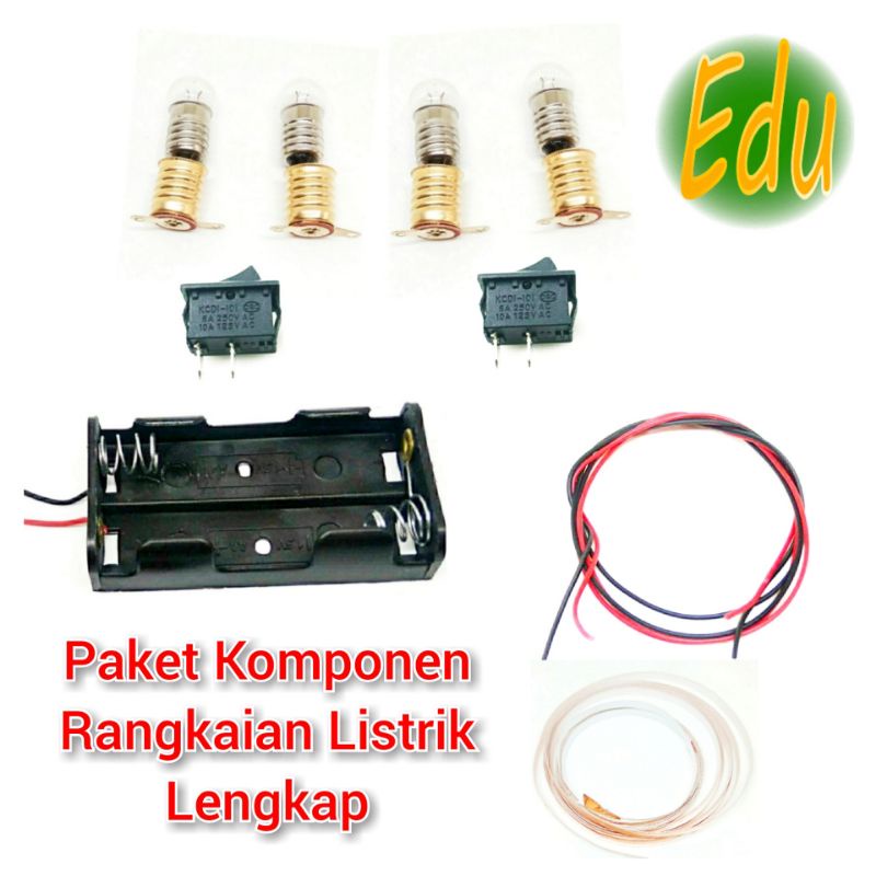 Paket Komponen Rangkaian Listrik Lampu Bohlam Seri Paralel DIY Prakarya Praktek Praktikum Sekolah