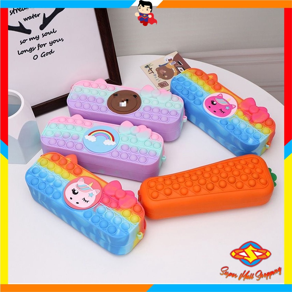 

SMS Kotak Pensil Pop It Rainbow Tempat Pensil Popit Karakter Macaroon Tempat Penyimpanan Alat Tulis Anak Warna Warni