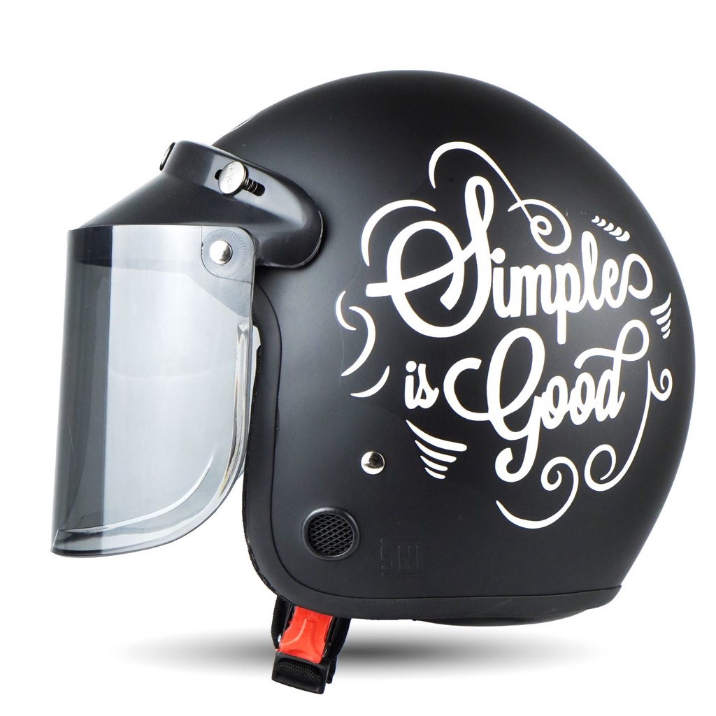 Helm Bogo Dewasa  Retro SNI Kaca Datar