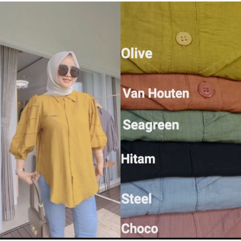 atasan wanita polo linen nadia dan shimer nadia