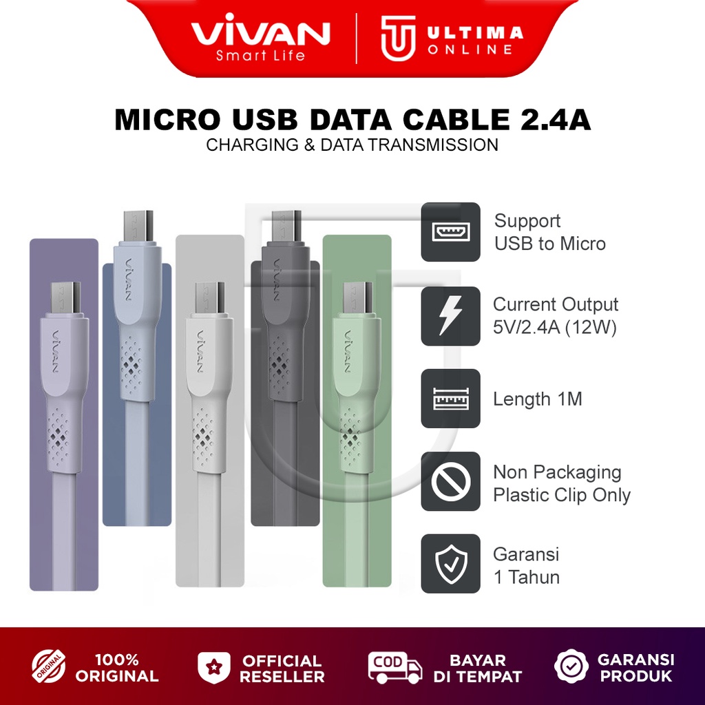 VIVAN Kabel Data Micro USB CSM100S Kabel Charger Casan HP Android Original Termurah