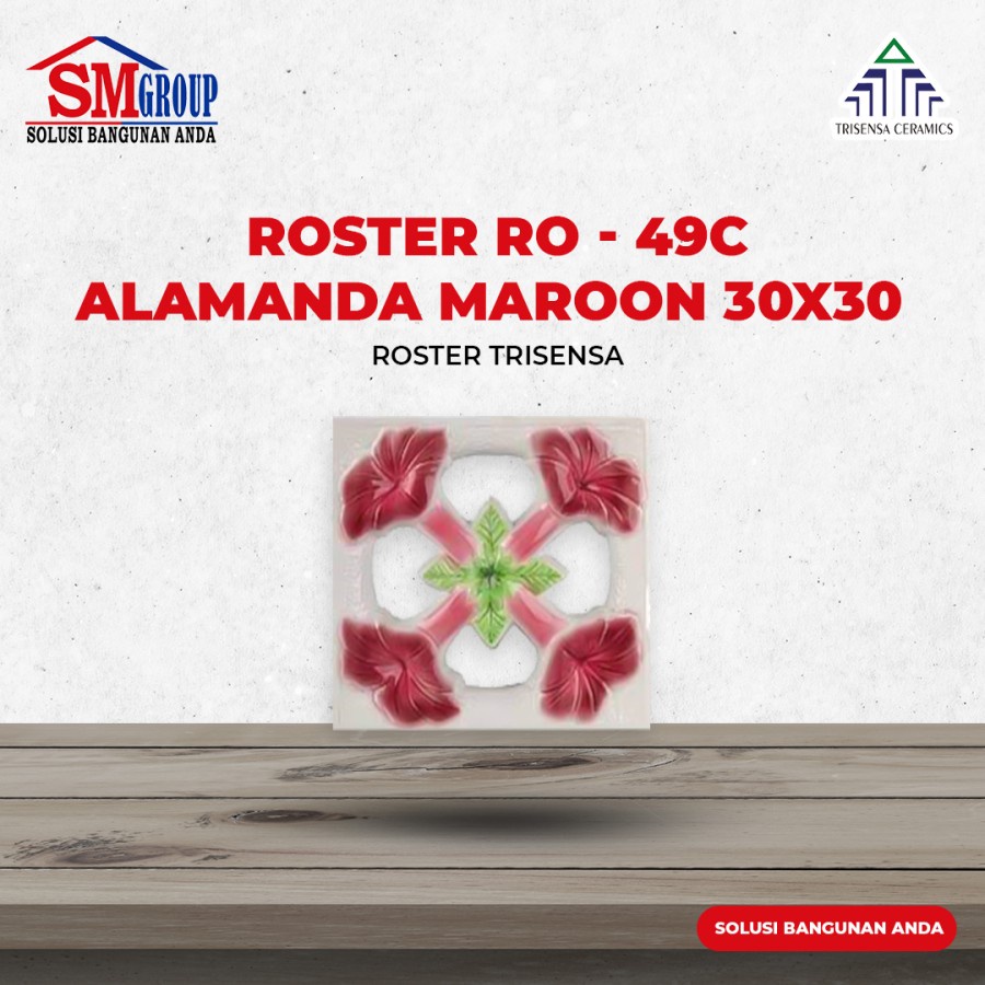 Roster TRISENSA 30X30 RO-49C Alamanda | Loster Keramik - Maroon