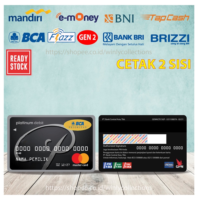 EMONEY E TOLL CREDIT CARD DESIGN PRIORITAS MANDIRI FLAZZ BCA GEN 2 BNI TAPCASH BRIZZI BRI 2 SISI