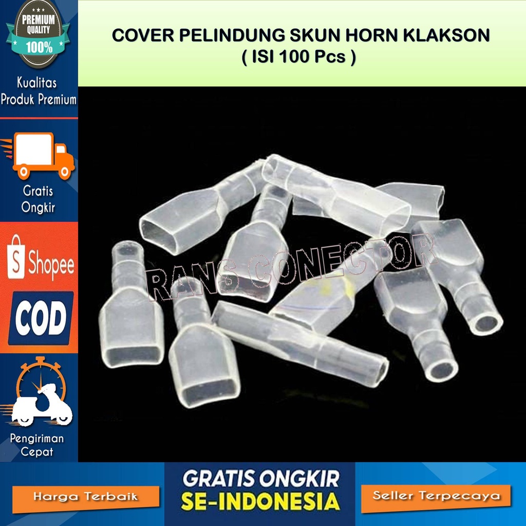 ISI 100 PCS COVER SKUN TERMINAL KLAKSON HORN MOTOR MOBIL - [ISI 100PCS] Karet Skun Kabel / Kondom Sk