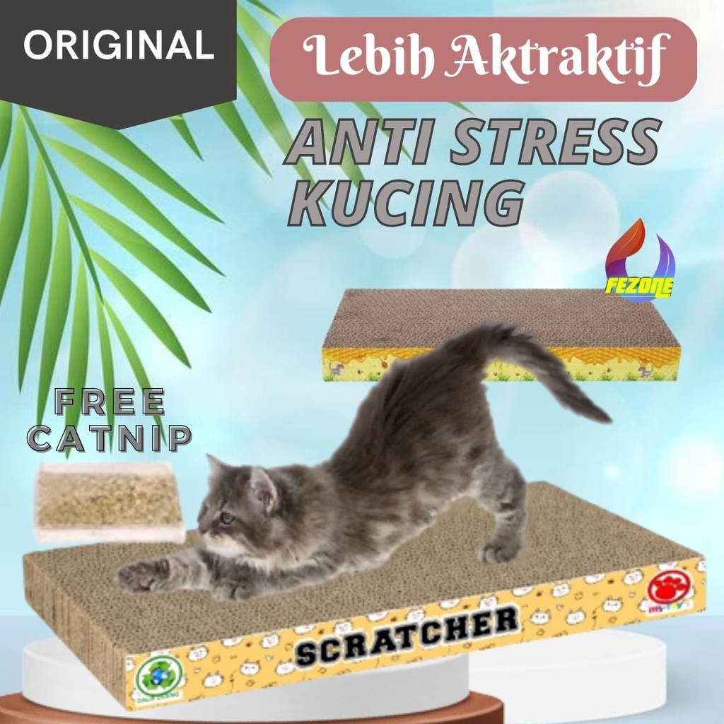 Cat Scratcher Box Cakar Model Bulat Untuk Kucing - Garukan Kucing Cat Scratcher Cakaran Kucing Persegi Panjang FEZONE