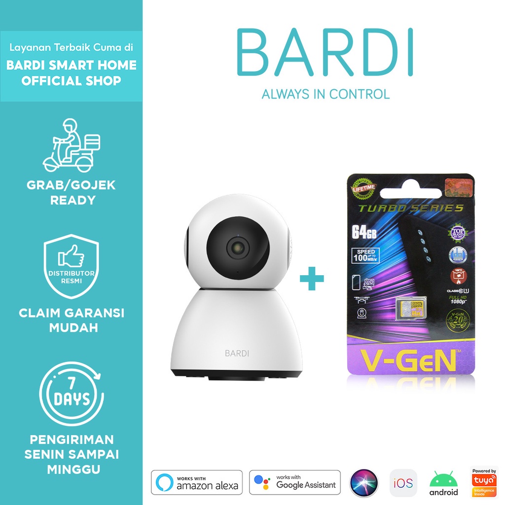 BARDI Smart Indoor PTZ IP Camera CCTV Wifi IoT Home Automation + Micro SD Image 4