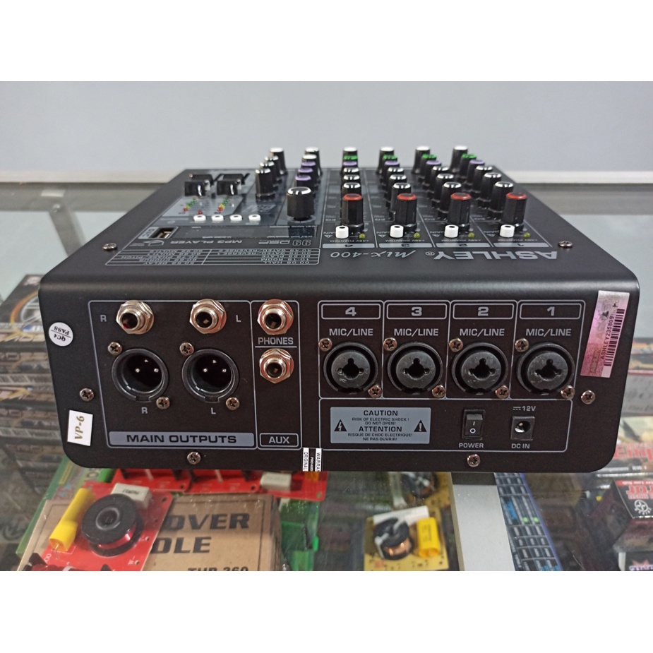 MIXER AUDIO ASHLEY MIX-400/MIX400 4 CHANNEL(USB, bluetooth, recording)