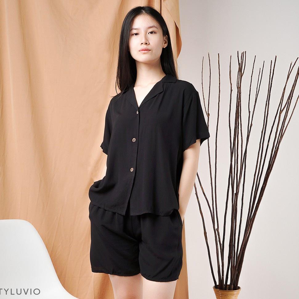 Langsung Atc ADRINA Rayon Set / Setelan Celana Pendek Rayon Full Kancing / Baju Tidur Casual Santai 