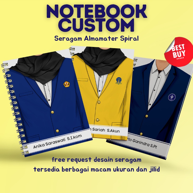 NOTEBOOK CUSTOM ALMAMATER JILID SPIRAL / UNPAD, UI, ITB, IPB, UT DLL