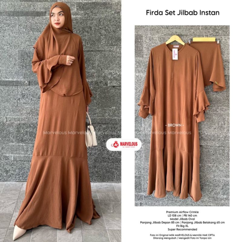 FIRDA SET jilbab instan ORI MARVELOUS | Premium Airflow Crinkle