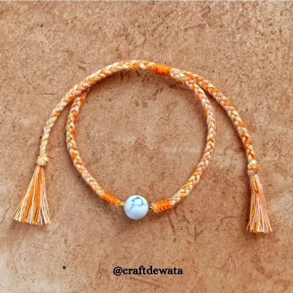 AELIB - BRIGHT / Gelang batu Howlite  / Gelang Tali Jalin / Gelang Khas Bali / Oleh Oleh Bali Murah / Gelang Batu / Gelang Aura /  / Gelang Tali Simple / Craftdewata