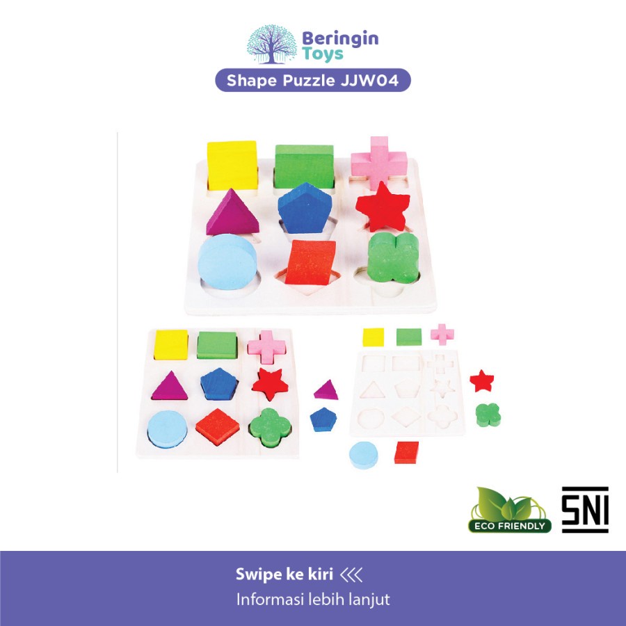 Shape Puzzle 3D Montessori Geometric / Mainan Anak Anak / Puzzle Kayu / Puzzle Anak