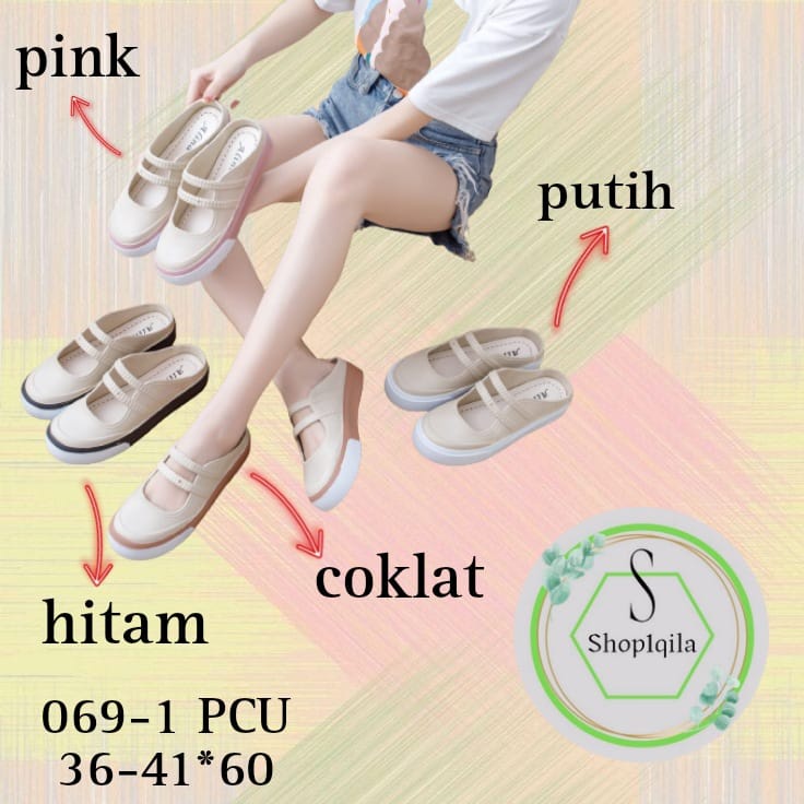 sandal wanita selop mules platform model trandy 069-1 (36-41) sandal selop wanita kekinian terlaris