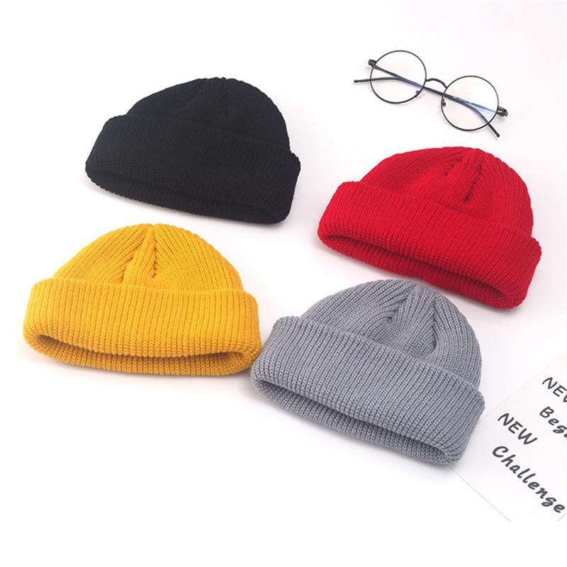 Topi Kupluk Short Beanie Hat Kupluk Pendek Skate Tebal Pria Wanita Bahan RAJUT / WOOL