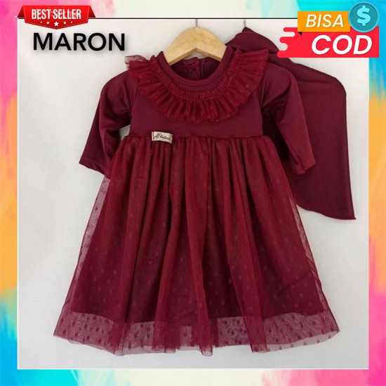 Dress Muslim Anak Baju Lebaran 2022 Korea Kekinian Gaun Elegan Pesta Viral Cantik Gamis Perempuan Mo