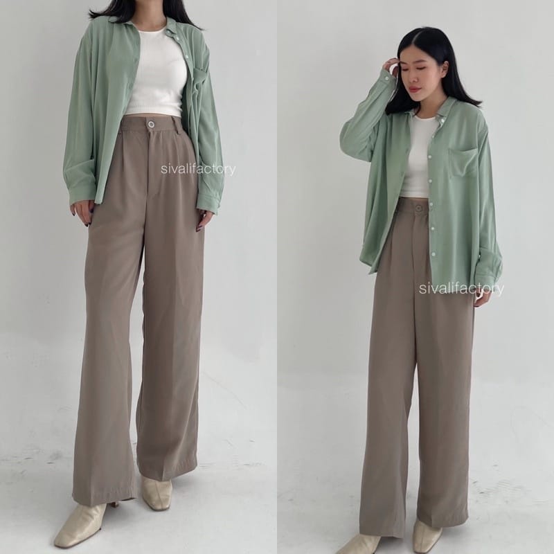 Shella Loose Pant - Celana Kulot Wanita Anti Kusut - Trousers Wanita - Celana Kantor Formal Casual