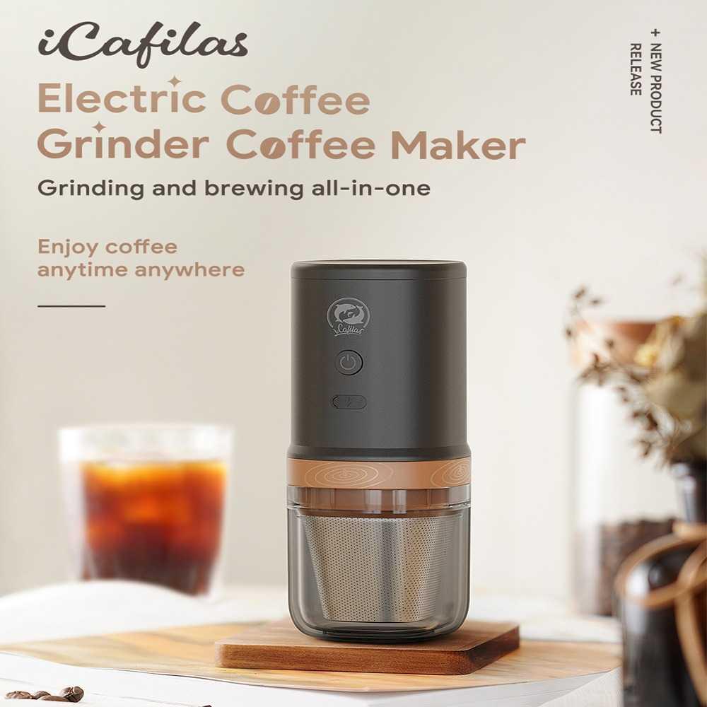 iCafilas Penggiling Kopi Elektrik Grinder Coffee Maker Portable 24 W - FK13 - Black