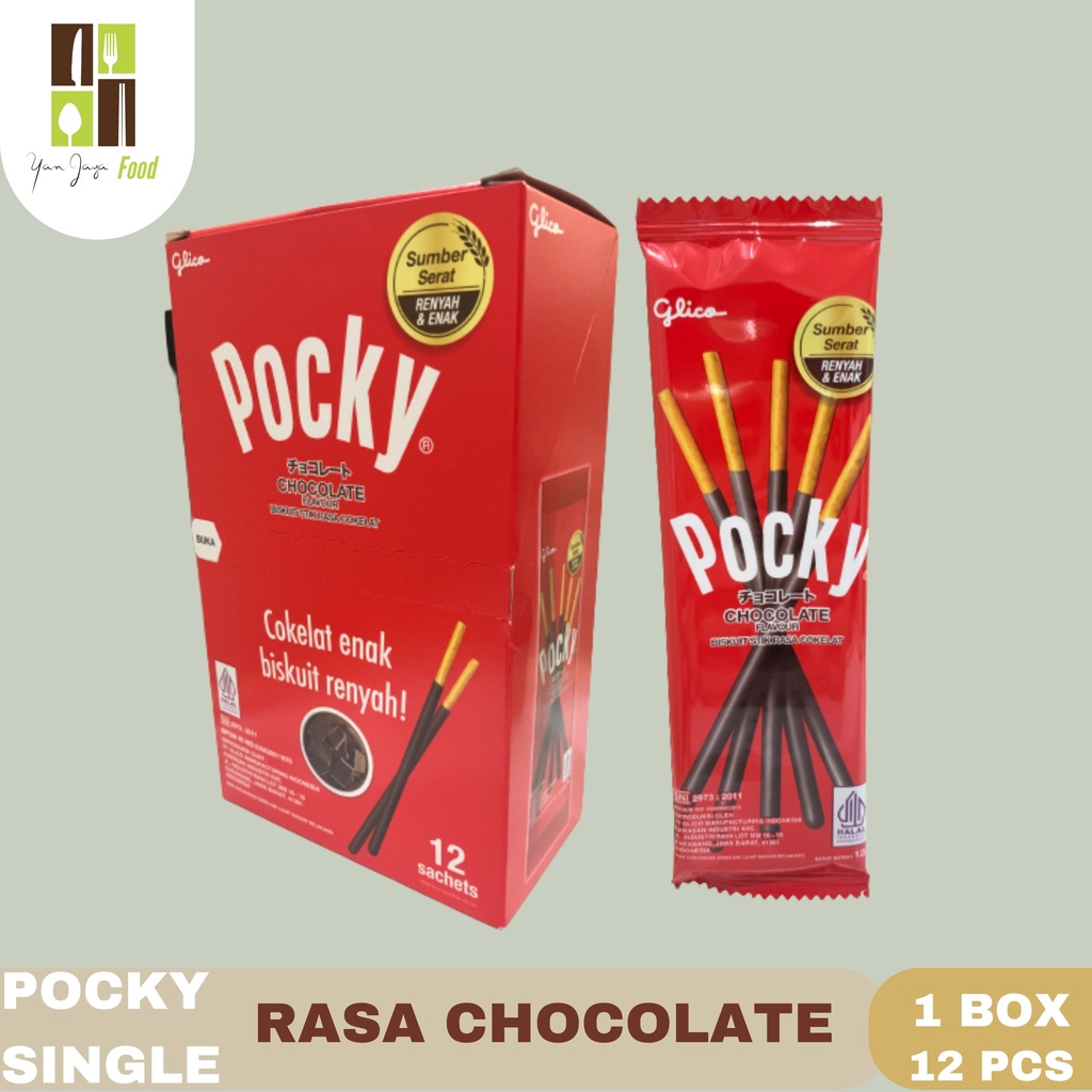 Glico Pocky Single Biscuit Stick Rasa Chocolate/ Rasa Strawberry 1 Box