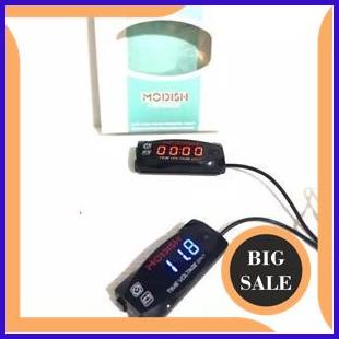 Voltmeter aki dan jam digital motor 2 in 1 waterproof 1M4R23 suku cadang
