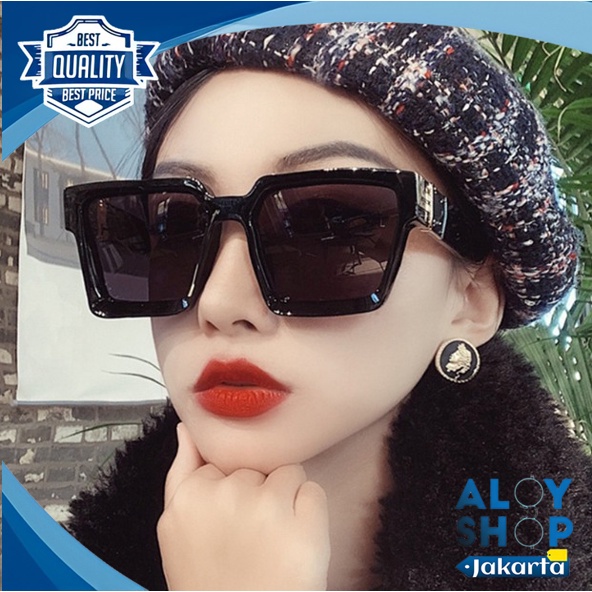 PL-H015 Kacamata Hitam Korean Gaya Wanita Square Frame Kacamata Mata Wanita UV Protection