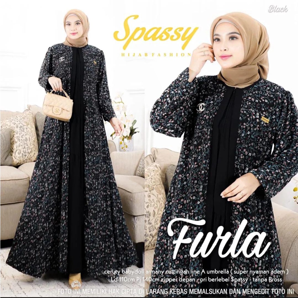 Gamis Furla Dress Full Ceruty || Realpict (COD Bayar Ditempat)