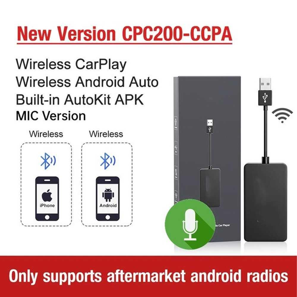 Wireless CarPlay Dongle Android Auto Bluetooth Mic Version - CPC200-CCPA - Black