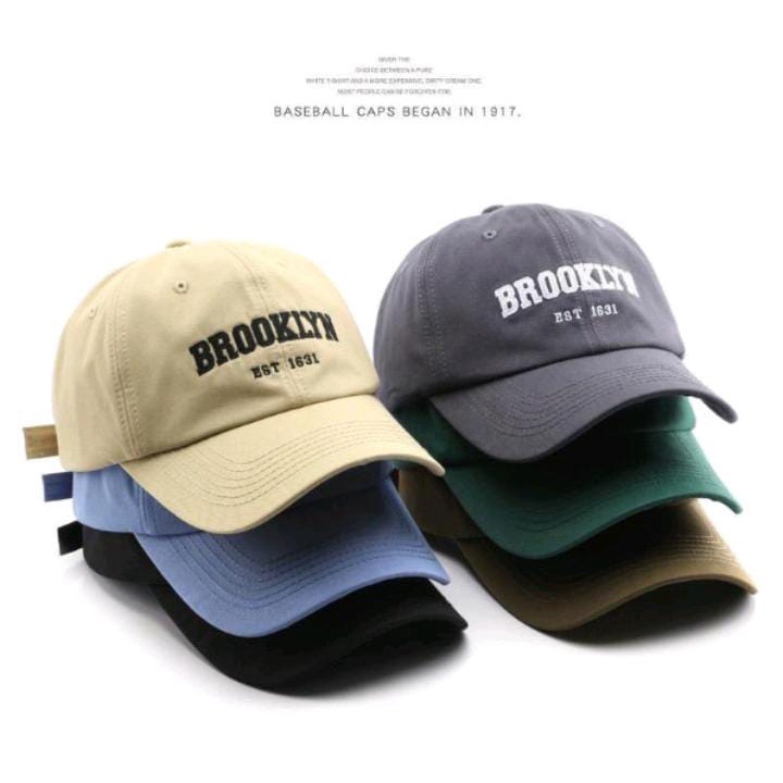 Topi Baseball Cap Bordir  BROOKLYN EST. 1631 Kualitas Premium  / Topi Distro Pria Wanita / Unisex Terbaru