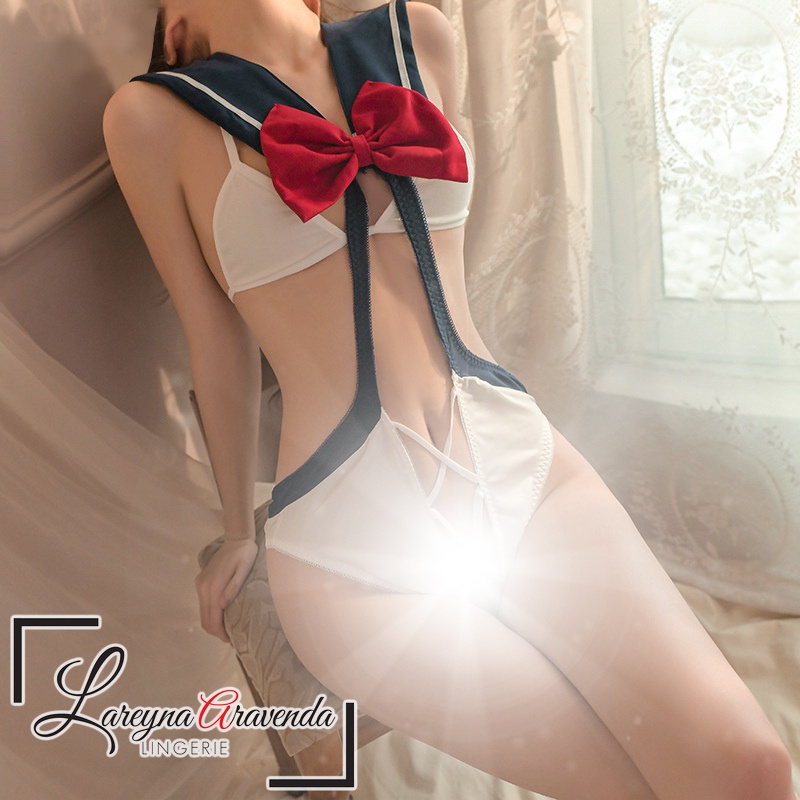 Lareyna Aravenda Set Lingerie + Bra Fit M/L/XL/XXL Model Costume Sailor Bikini Crotchless LG568