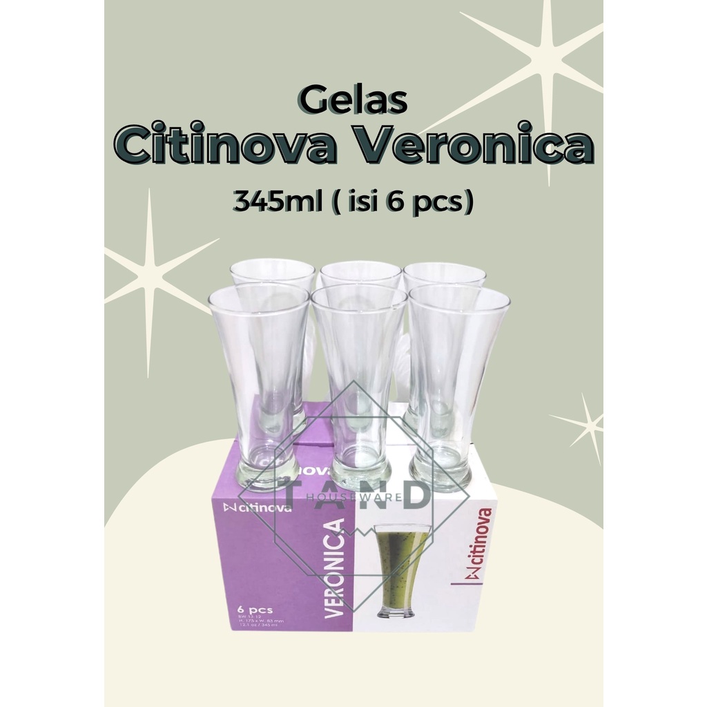 GELAS KACA CITINOVA VERONICA GELAS JUS UNIK SET ISI 6 PCS