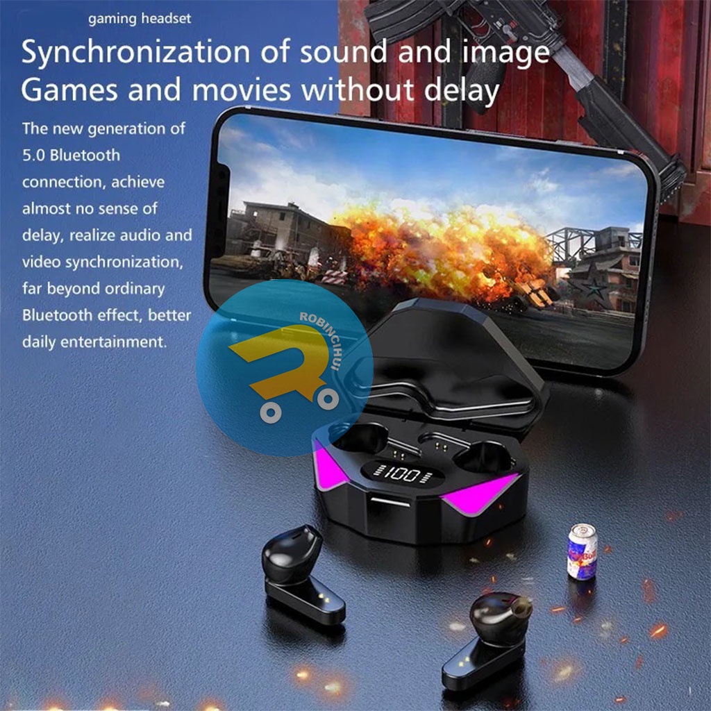 Headset Bluetooth Gaming Stereo X15 / Earphone Bluetooth Gaming / Earphone Bluetooth Game / Handsfree Bluetooth game / Handsfree Bluetooth gaming - Airbuds - Headset gaming - headset game - Henset gaming - Henset game - Hedset gaming - Headset game