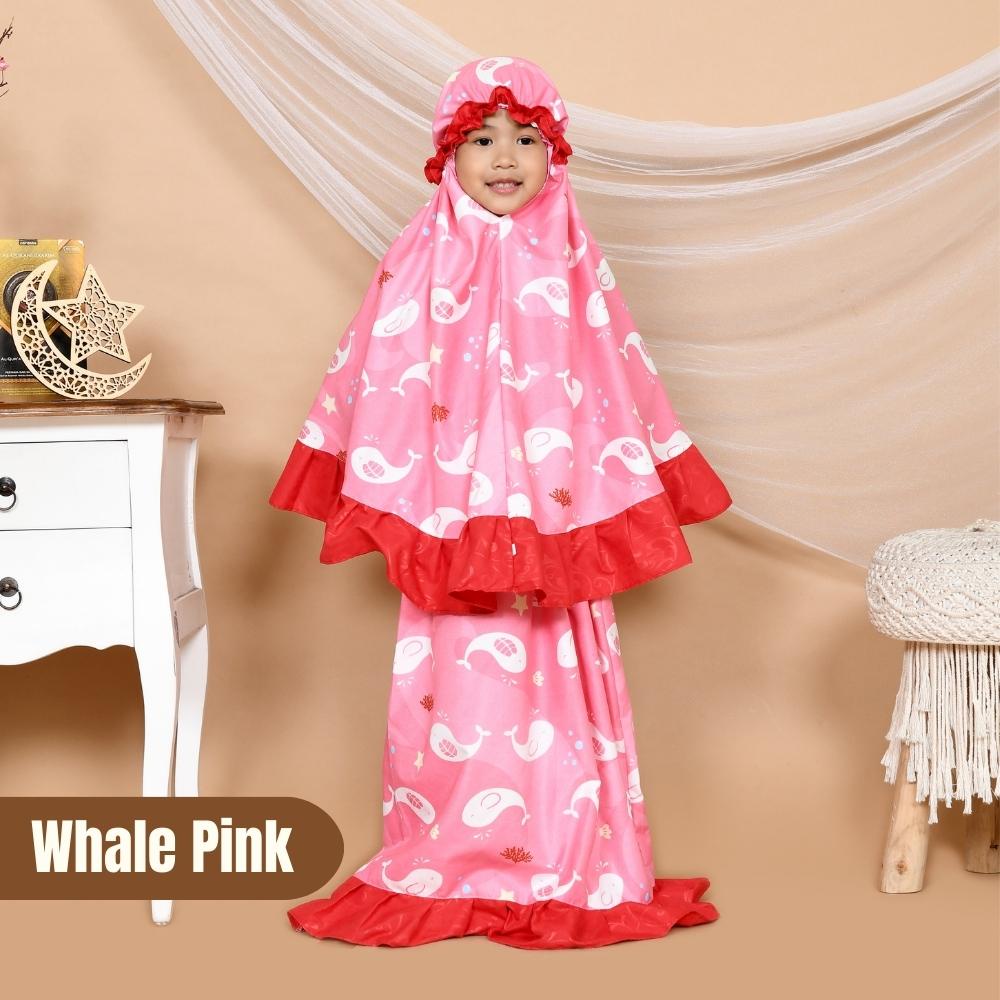 Alesha Mukena Anak Perempuan usia 1 - 6 Tahun ( kids Size M / L / XL ) - Whale Pink