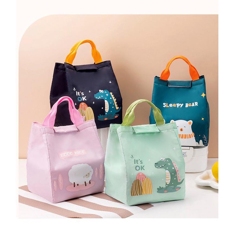 Gobra ♕ PA003 Tas Bekal Karakter Lucu Besar Lunch Cooler Bag Makanan Aluminium Kotak Makan Import Murah