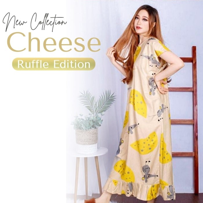 daster kekinian Daster RempelRuffle Panjang Semata Kaki Lengan Pendek Ibu menyusui Grosir klik 5x al