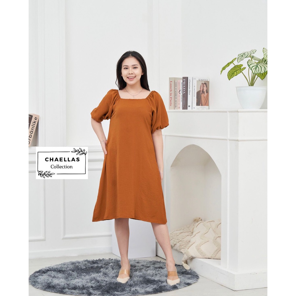 Chaellas - Premium Amelia Dress Crinkle Airflow Leher Kotak