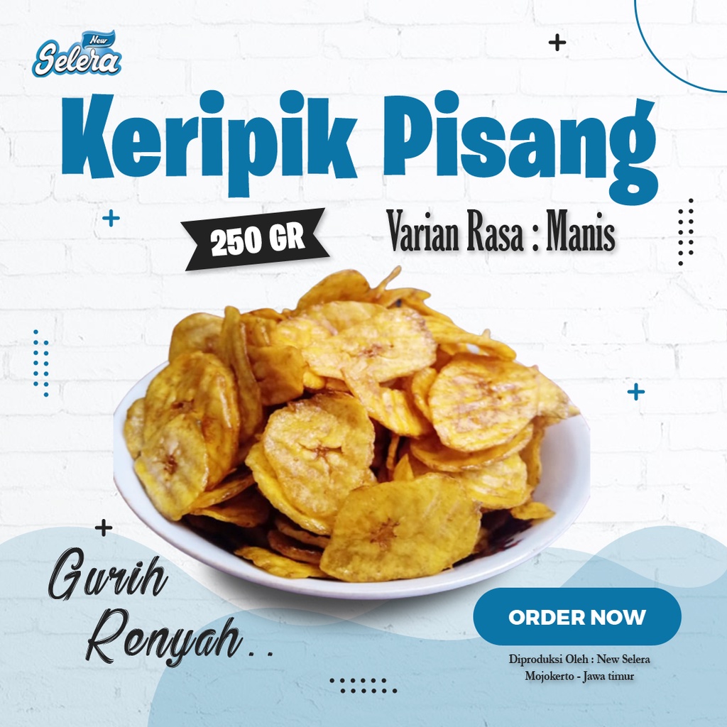 

Keripik Pisang Rasa Manis / Banana Chips / Kripik Pisang Netto 250 Gr