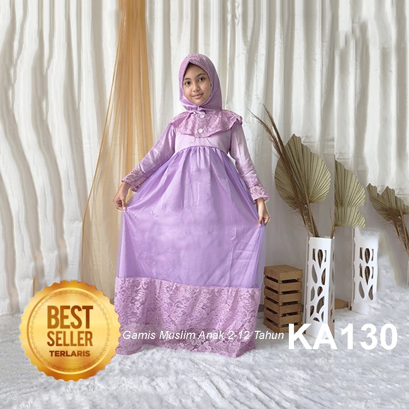 Gamis Anak Perempuan Umur 11 12 Tahun Baju Muslim Warna Lilac Ungu Muda Trending 2023 Terlaris Dress Gaun Balita 4 5 Tahun KA130