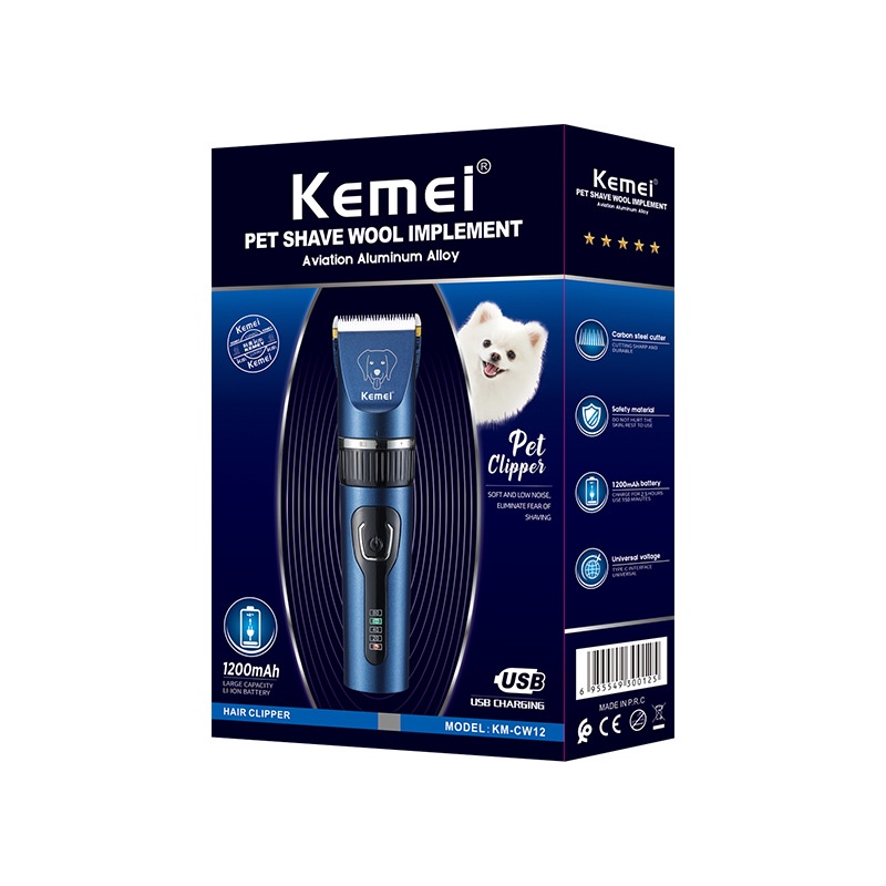 kemei pet electric clipper KM-CW12 with indicator light USB charging cat and dog push hair shaving hair clipper