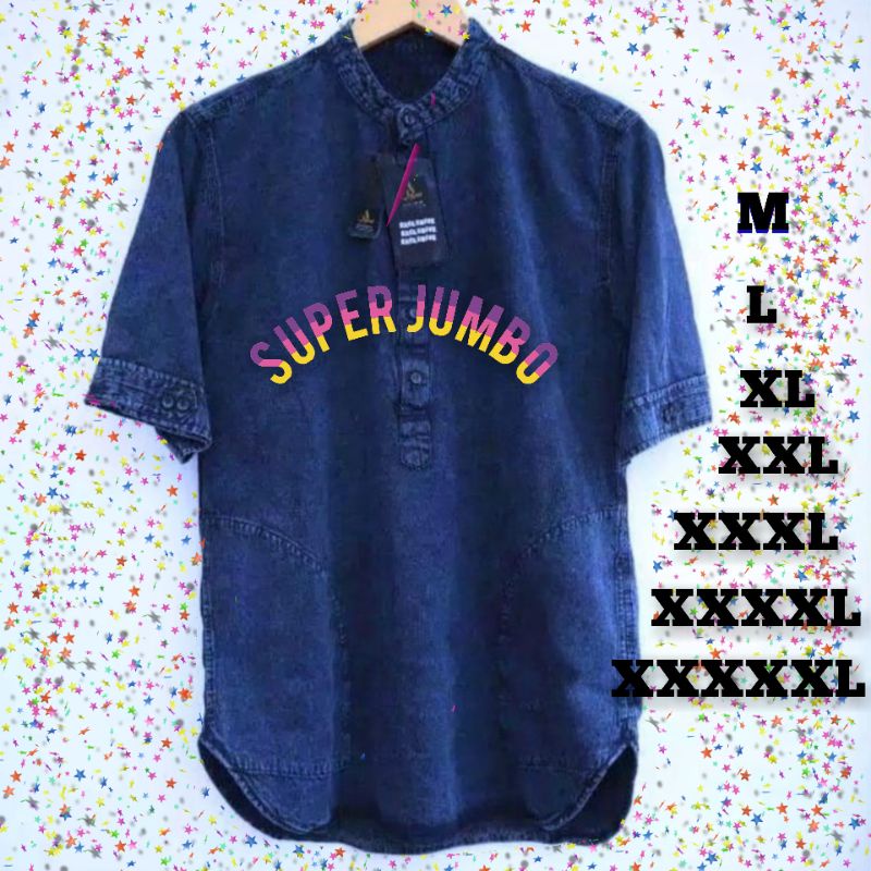 SUPER JUMBO KEMEJA KOKO KURTA PAKISTAN BAHAN JEANS