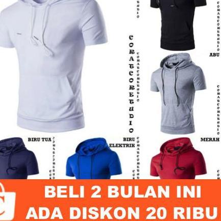 12.12 Promo Brand S M L XL Hoodie Cowok Jaket Pria Sweater Lakiawa Kaos Korea Lengan Pendek Polos HI