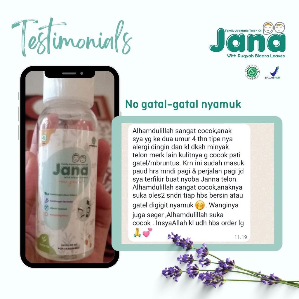 (FREE GIFT) Jana Telon Oil Minyak Telon Bayi &amp; Dewasa Minyak Bidara Ruqyah - 60 ml