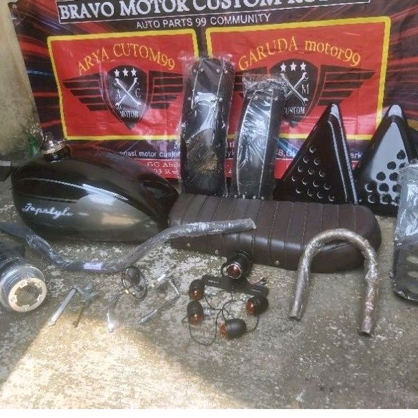 PAKET HEMAT KOMPLIT BODY JAPSTYLE UNIVERSAL CUSTOM ALL MOTOR RANGKA BESI BULAT PNP CB GL 100 TIGER M