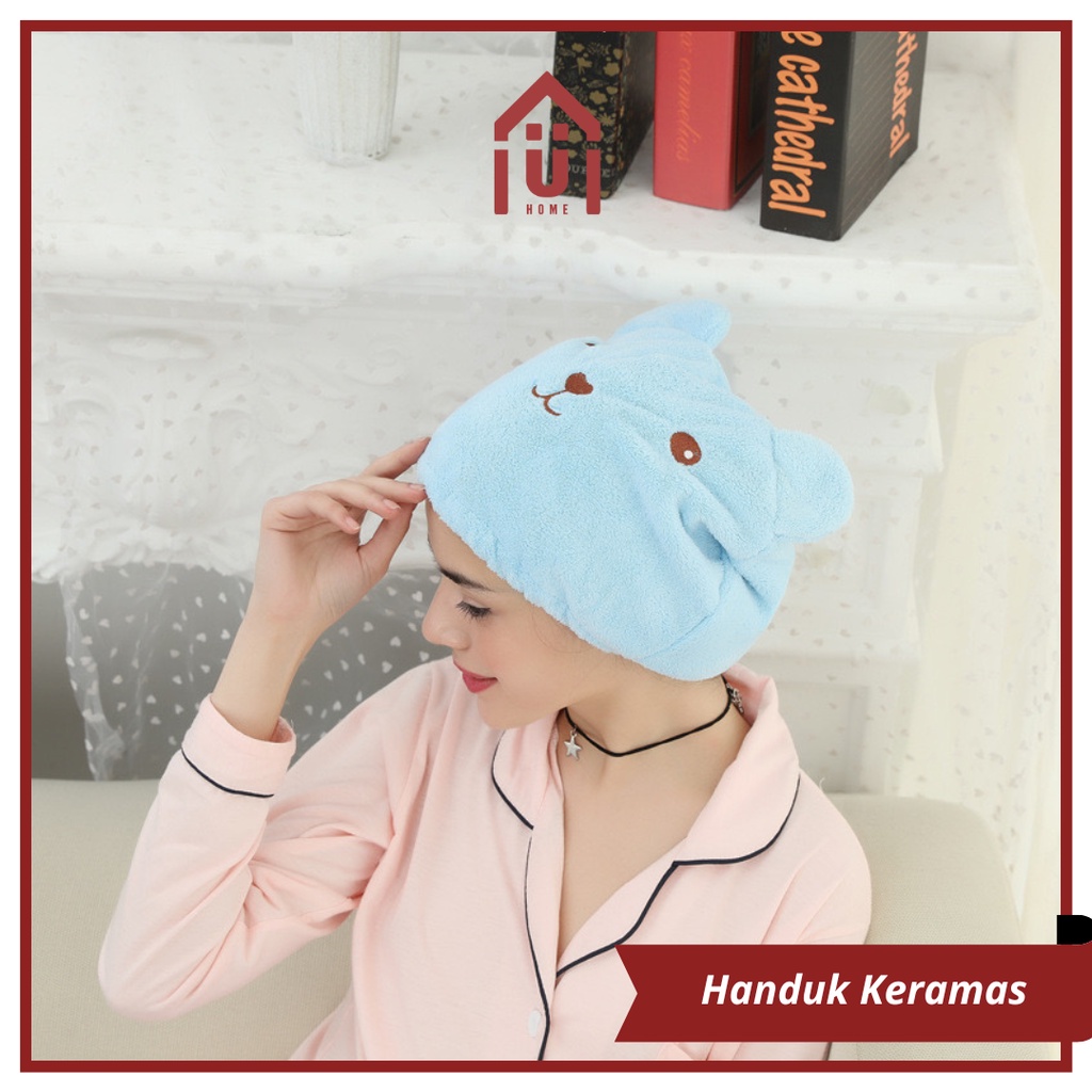 UNISO - HANDUK KEPALA KARAKTER / HANDUK KERAMAS BERUANG / HANDUK PENGERING RAMBUT / HEAD TOWEL FAST DRY HAIR