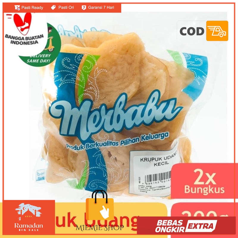 

Merbabu Krupuk Udang Kecil 200g x 2Pcs Bisa Same Day Delivery