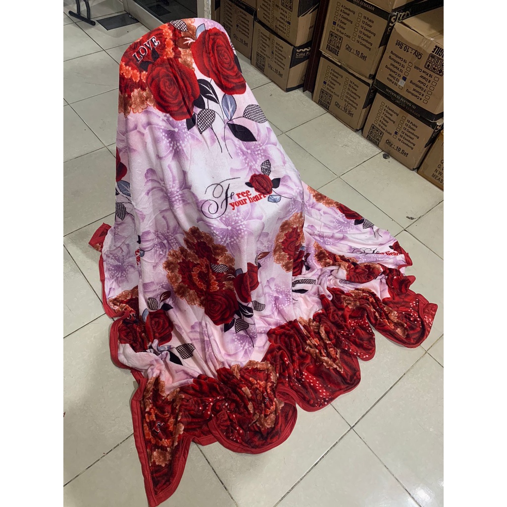 SELIMUT 1KG MOTIF BUNGA UKURAN 200X230 SELIMUT BULU SELIMUT LIST SAMPING SELIMUT TEBAL